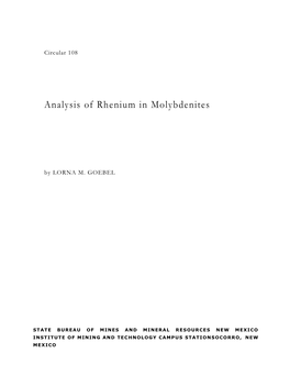 Analysis of Rhenium in Molybdenites