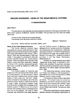 Seizure Disorders - Views of the Indian Medical Systems