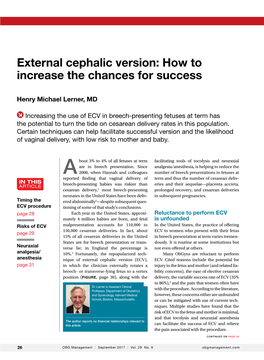 External Cephalic Version: How to Increase the Chances for Success