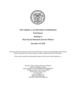 NEW JERSEY LAW REVISION COMMISSION Final Report