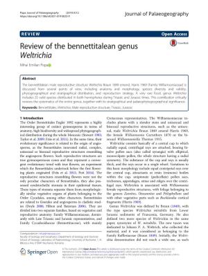 Review of the Bennettitalean Genus Weltrichia Mihai Emilian Popa