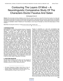 Contouring the Layers of Mind – a Neurolinguistic Comparative Study of the Characters Doctor Faustus and Satan