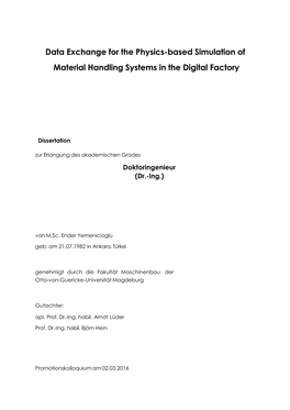 Data Exchange for the Physics-Based Simulation of Material Handling Systems in the Digital Factory