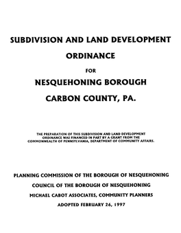 Nesquehoning Borough Carbon County, Pa