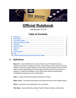 Official Rulebook Last Revised 12/1/18