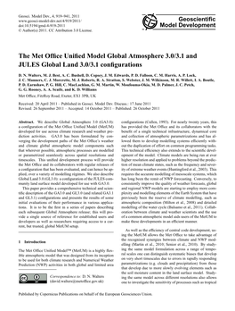 The Met Office Unified Model Global Atmosphere 3.0/3.1 and JULES