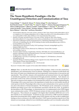 The Taxon Hypothesis Paradigm—On the Unambiguous Detection and Communication of Taxa