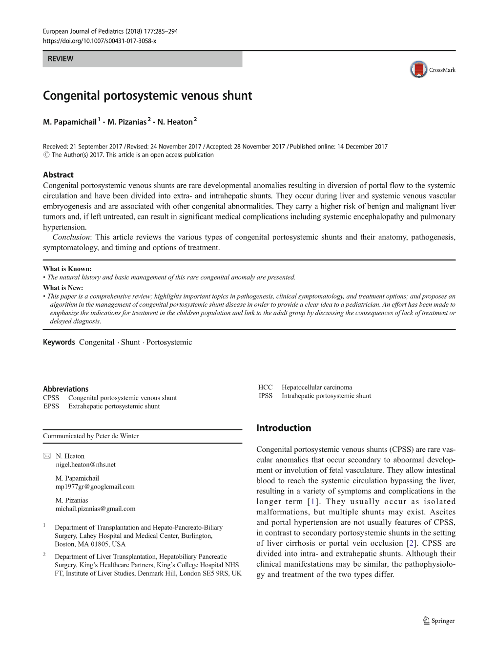 Congenital Portosystemic Venous Shunt