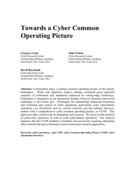 Towards a Cyber Common Operating Picture