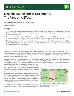 TD Economics Deglobalization and Its Discontents: the Pandemic Effect