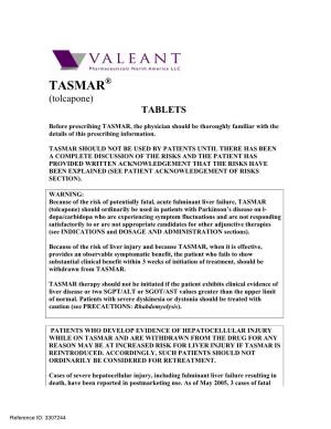 TASMAR® (Tolcapone) TABLETS