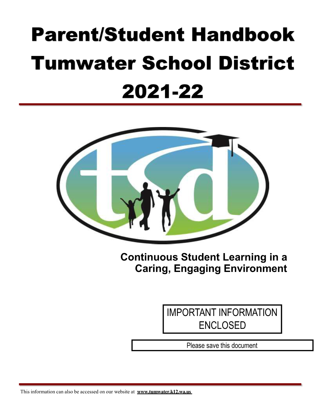 Parent/Student Handbook Tumwater School District 2021-22