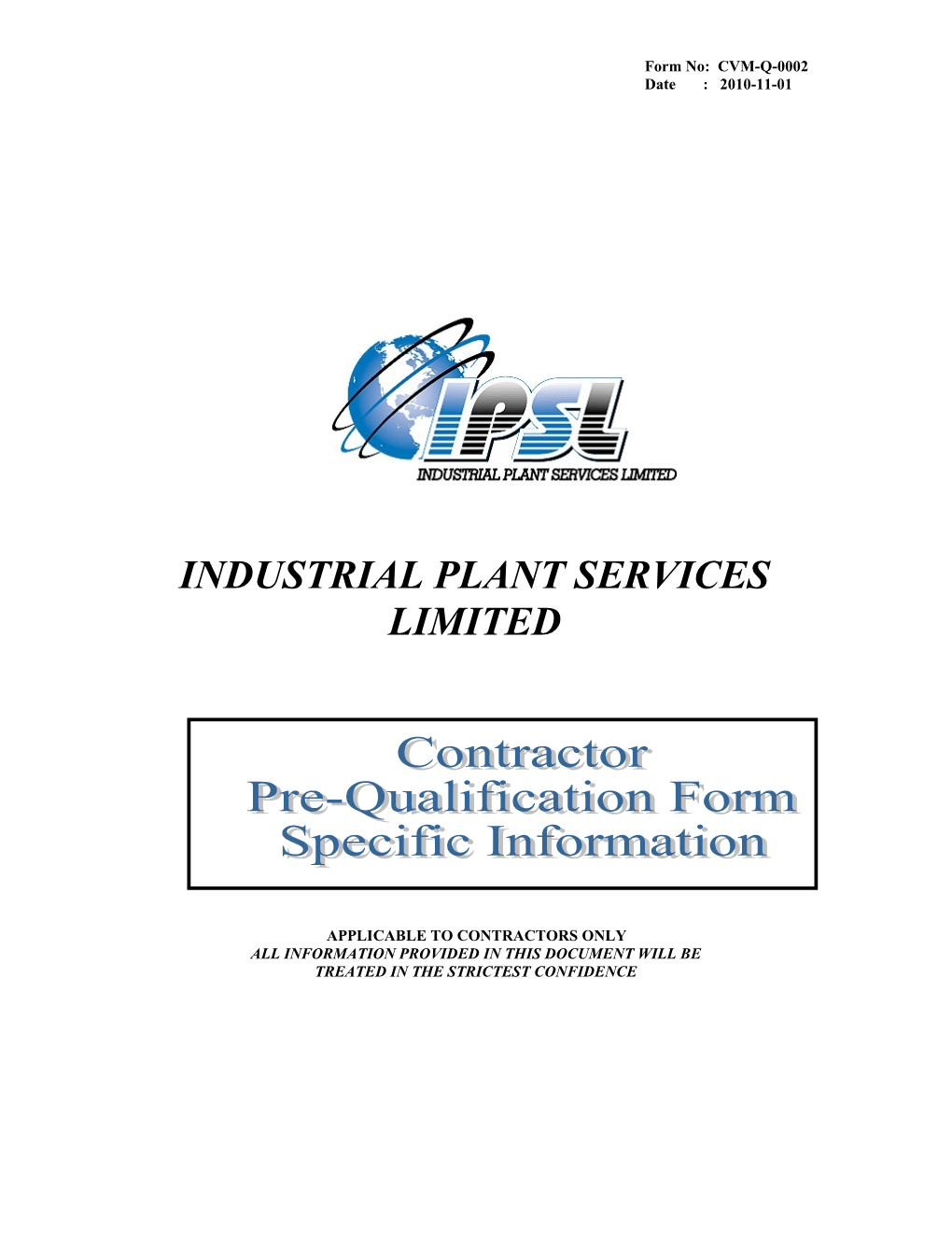 Industrial Plant Services Limited s1