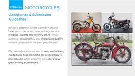 MOTORCYCLES Acceptance & Submission Guidelines