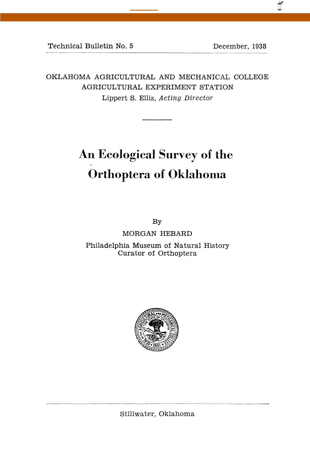 An Ecological Survey of the Orthoptera of Oklahoma