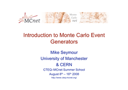Introduction to Monte Carlo Event Generators