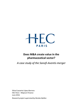 Does M&A Create Value in the Pharmaceutical Sector?