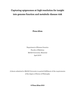 Capturing Epigenomes at High-Resolution for Insight Into Genome Function and Metabolic Disease Risk