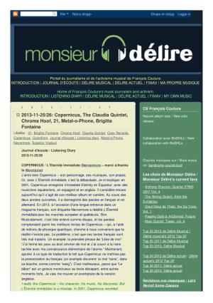 Monsieur Délire: 2013-11-25/26: Copernicus, the Claudia Quintet