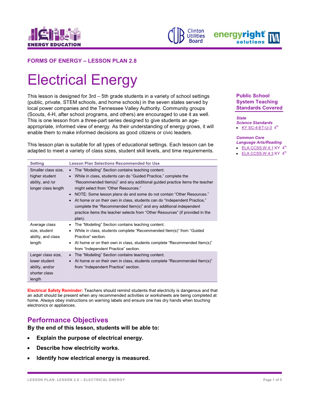 Electrical Energy