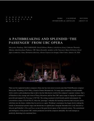 A Pathbreaking and Splendid 'The Passenger' from Ubc Opera