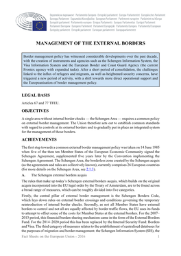 Management of the External Borders