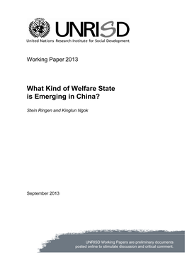 What Kind of Welfare State Is Emerging in China?