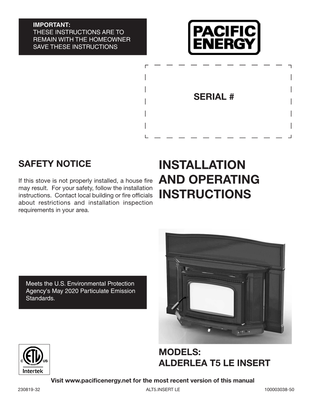 Installation and Operating Instructions