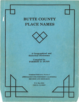 Butte County Place Names