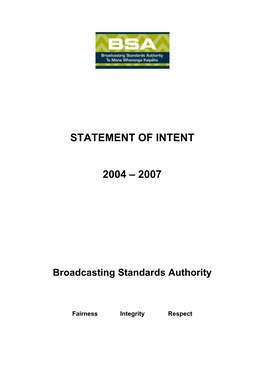 BSA Statement of Intent 2004-2007