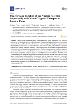 Structure and Function of the Nuclear Receptor Superfamily and Current Targeted Therapies of Prostate Cancer