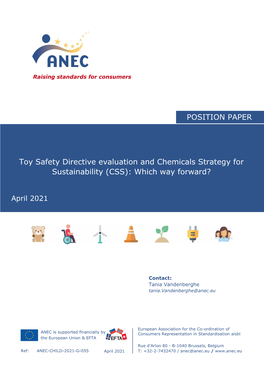 Toy Safety Directive Evaluation and Chemicals Strategy for Sustainability (CSS): Which Way Forward?