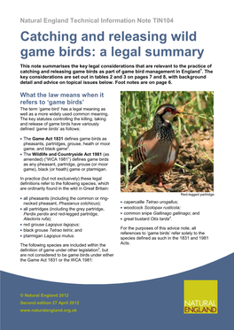 Catching and Releasing Wild Game Birds: a Legal Summary