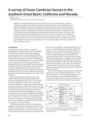 A Survey of Lower Cambrian Faunas in the Southern Great Basin, California and Nevada Robert G
