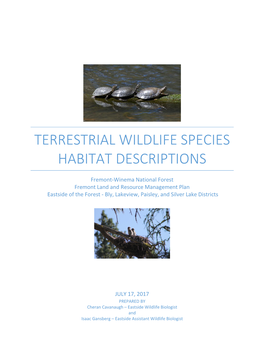 Terrestrial Wildlife Species Habitat Descriptions