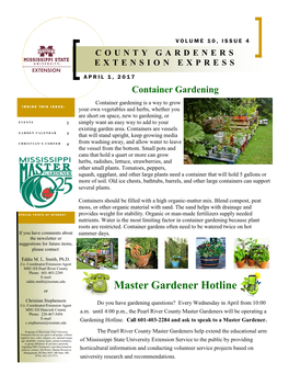 County Gardeners Extension Express April 1, 2017