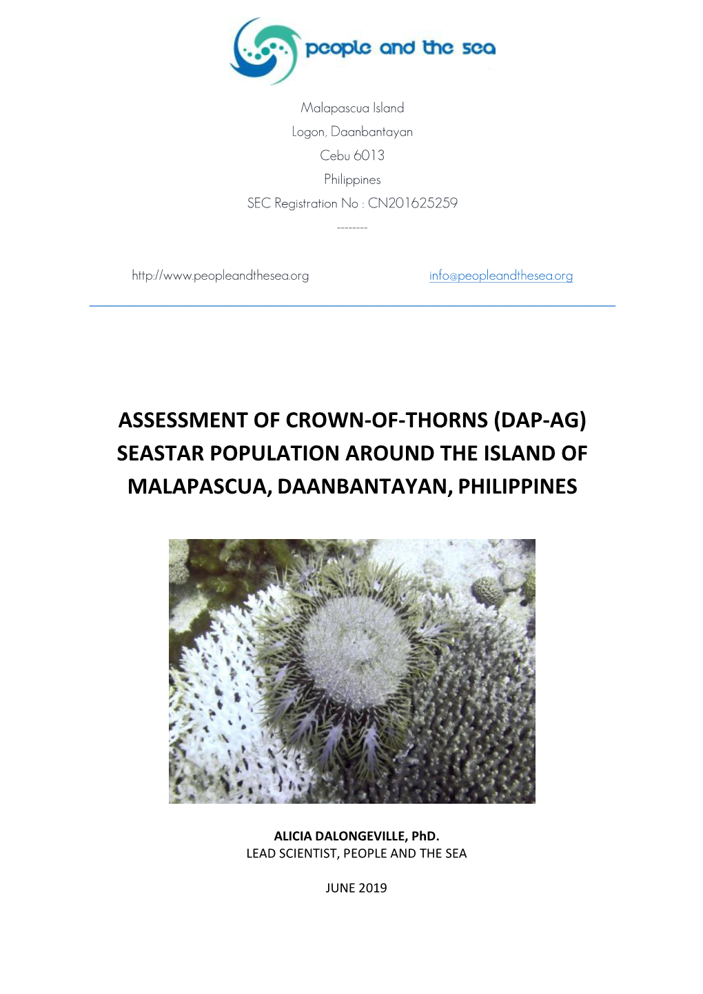 Dap-Ag) Seastar Population Around the Island of Malapascua, Daanbantayan, Philippines