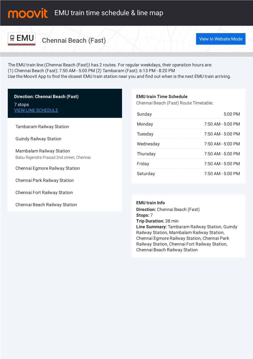 EMU Train Time Schedule & Line Route