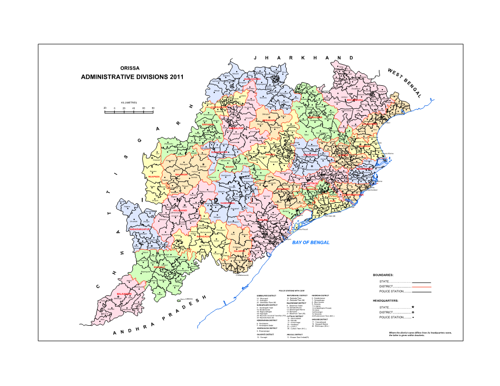 Orissa Administrative Divisions 2011