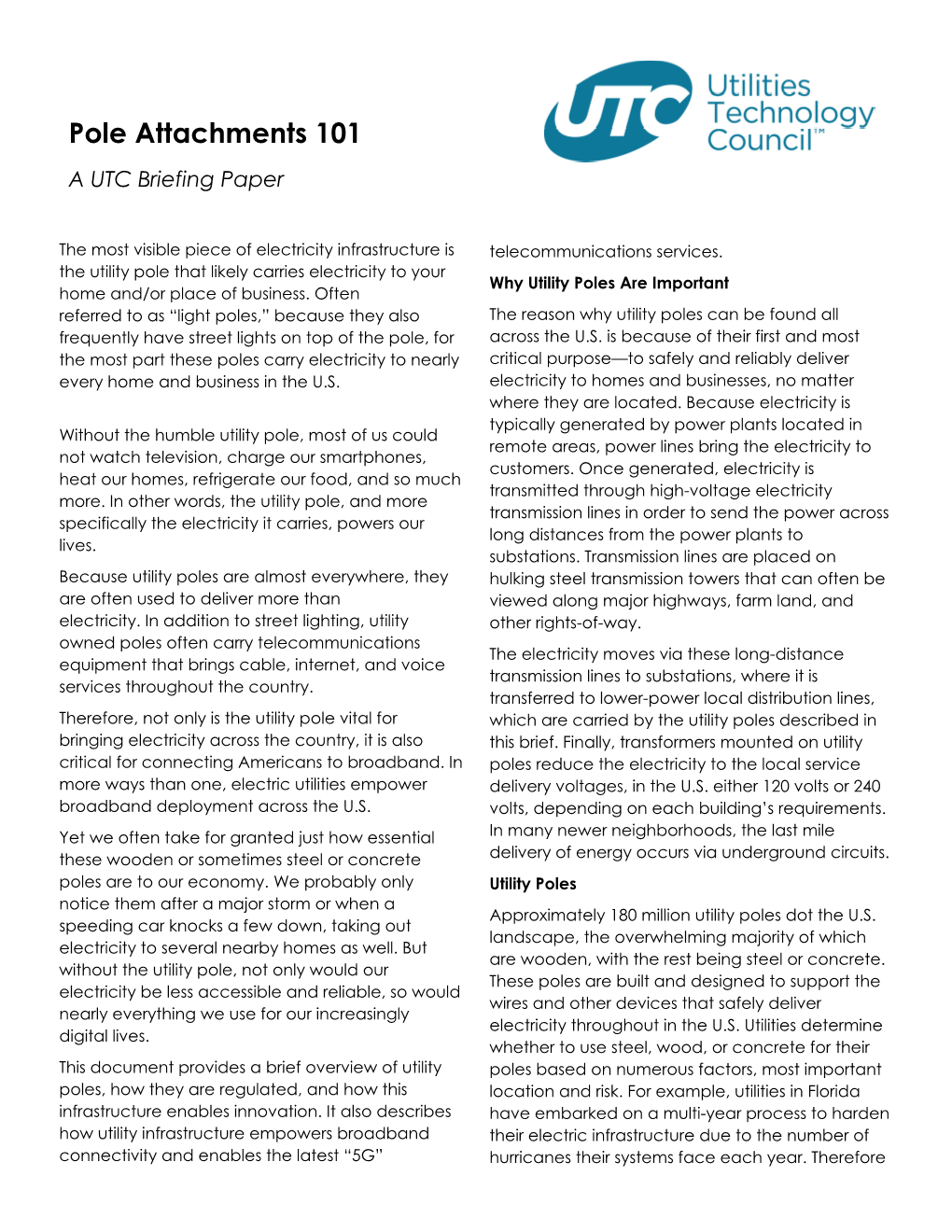 Pole Attachments 101 a UTC Briefing Paper