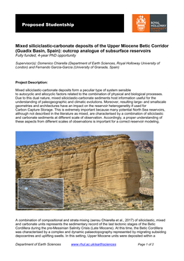 Mixed Siliciclastic-Carbonate Deposits of the Upper Miocene Betic Corridor