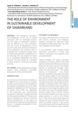 The Role of Environment in Sustainable Development