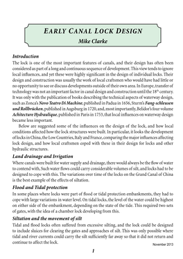 EARLY CANAL LOCK DESIGN Mike Clarke