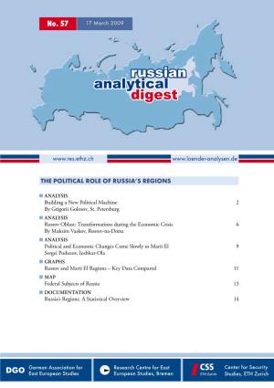 Russian Analytical Digest No 57: the Political Role of Russia's Regions