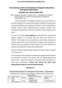 Commissionerate of Collegiate Education, Telangana