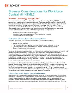 Browser Considerations for Workforce Central V8 (HTML5)