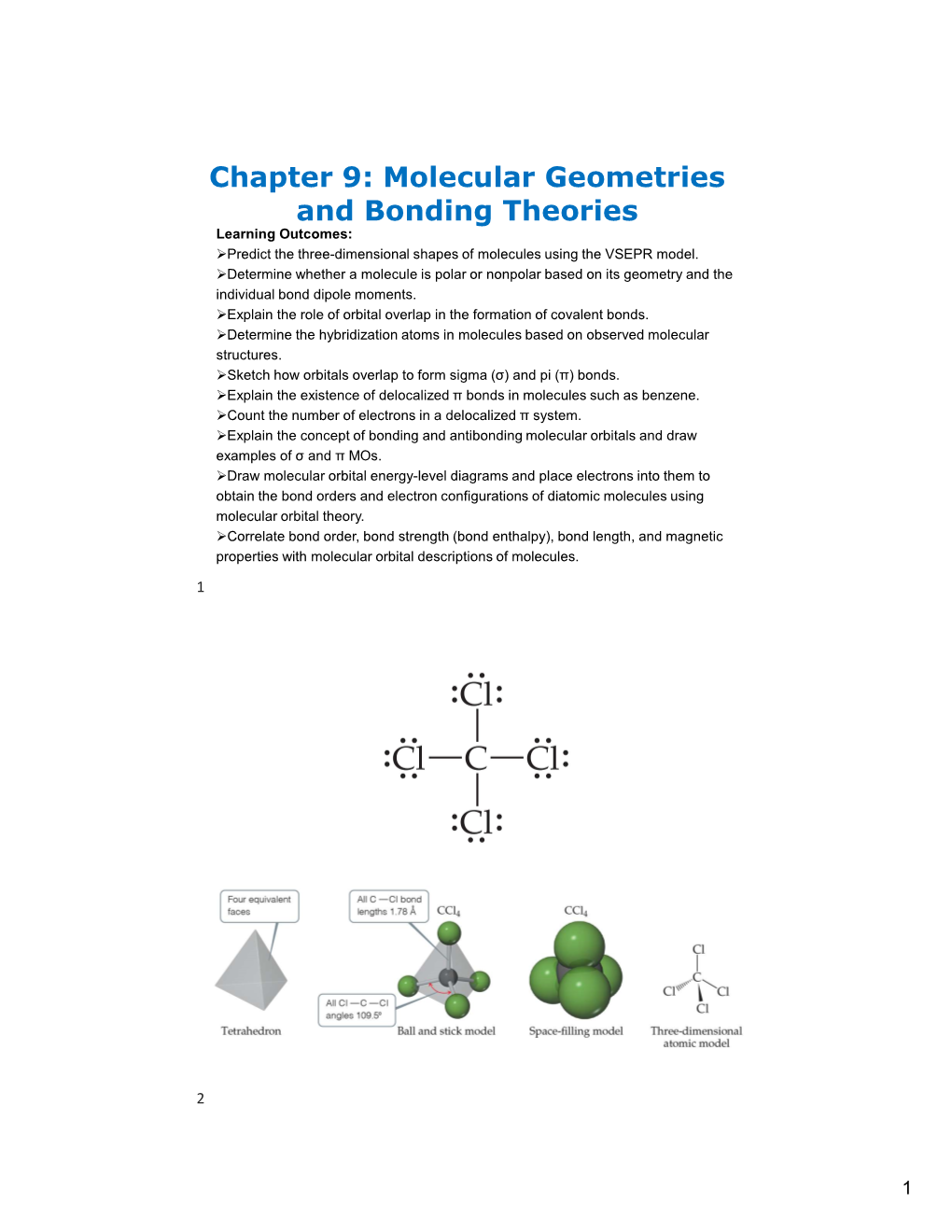 Chapter 9: Molecular Geometries And Bonding Theories Learning Outcomes ...