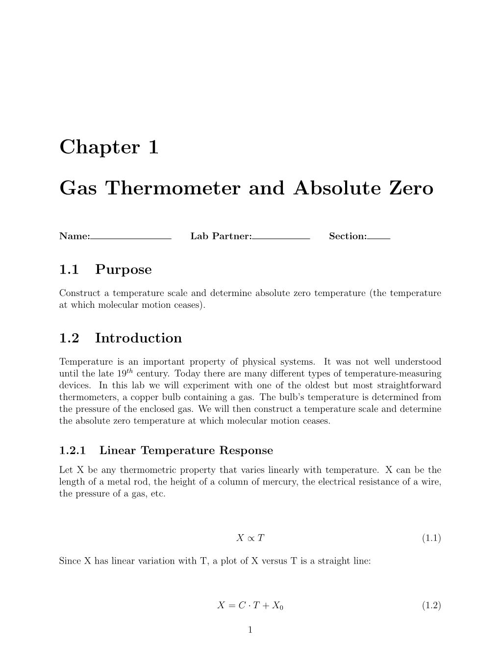 Gas Thermometer and Absolute Zero