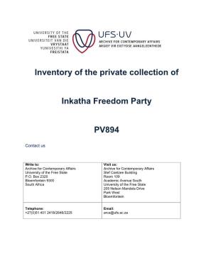 Inventory of the Private Collection of Inkatha Freedom Party PV894