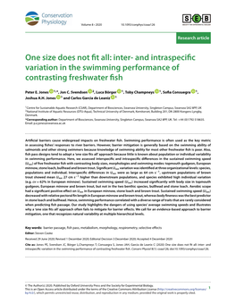 And Intraspecific Variation in the Swimming Performance of Contrasting Freshwater Fish